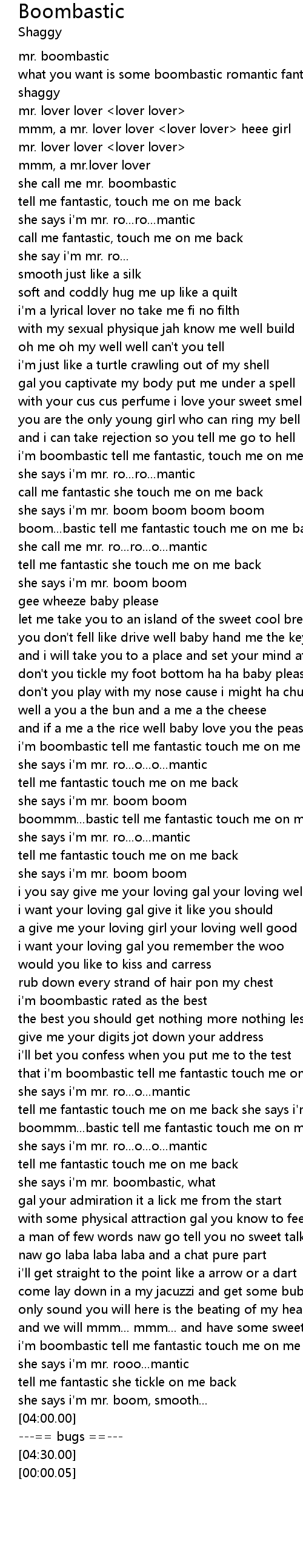 Shaggy – Boombastic Lyrics