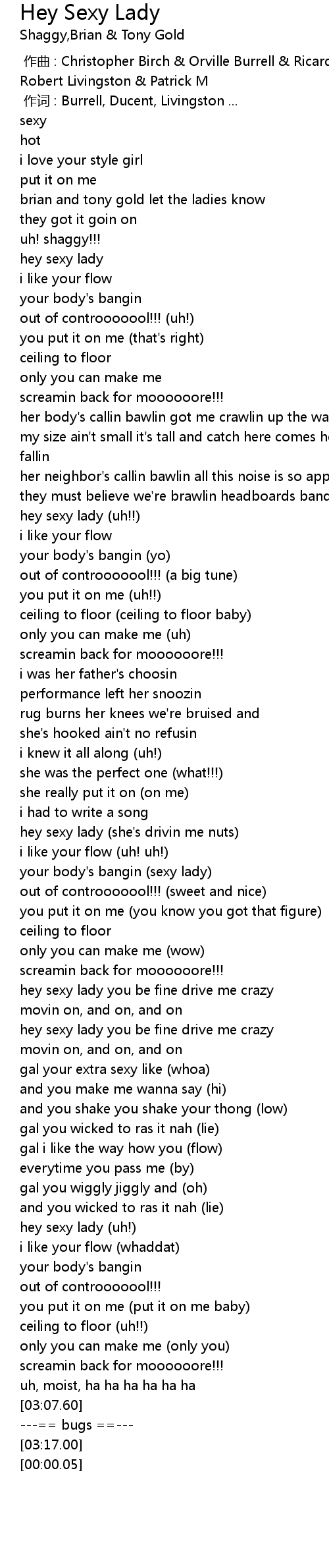 Hey Sexy Lady Lyrics Follow Lyrics hey sexy lady lyrics follow lyrics