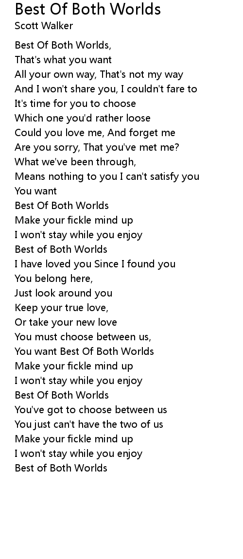 Best Of Both Worlds Lyrics Follow Lyrics