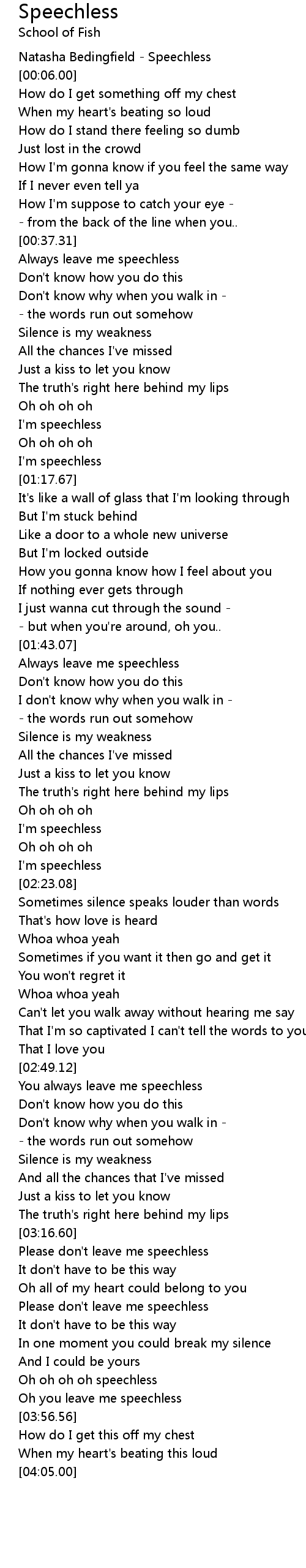 Speechless lyrics