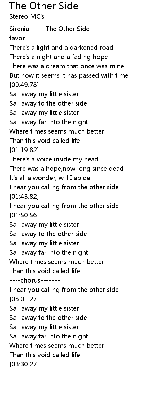 The Other Side Lyrics Follow Lyrics