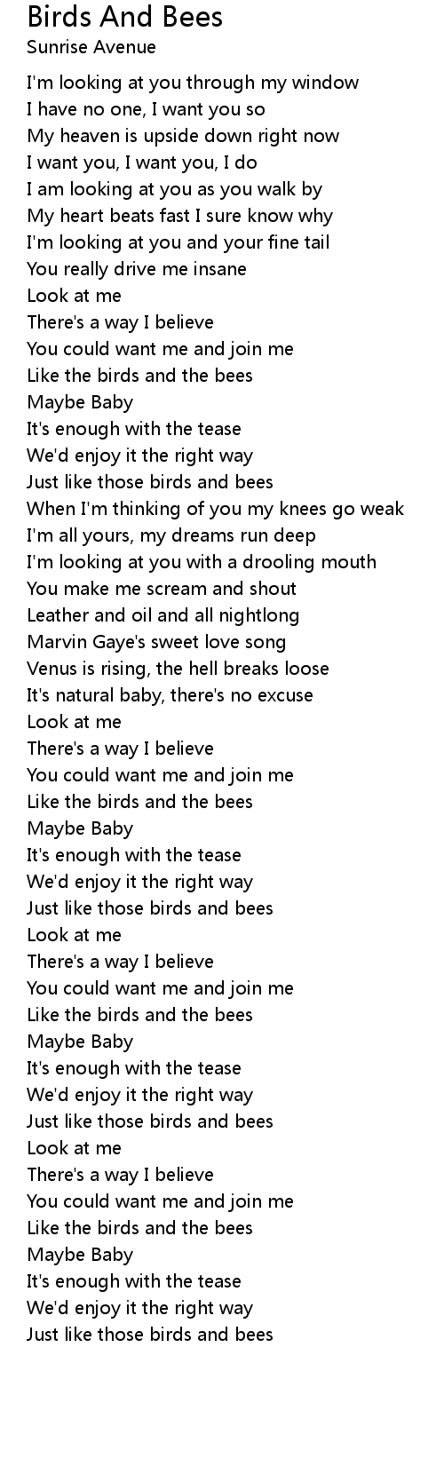 Birds And Bees Lyrics Follow Lyrics