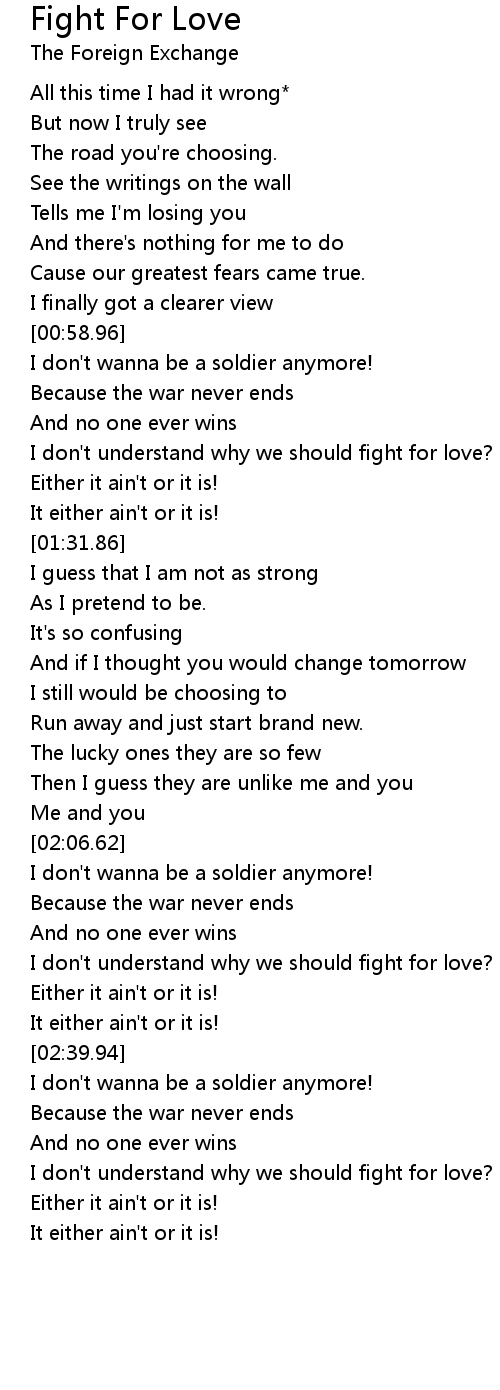 Fight For Love Lyrics Follow Lyrics