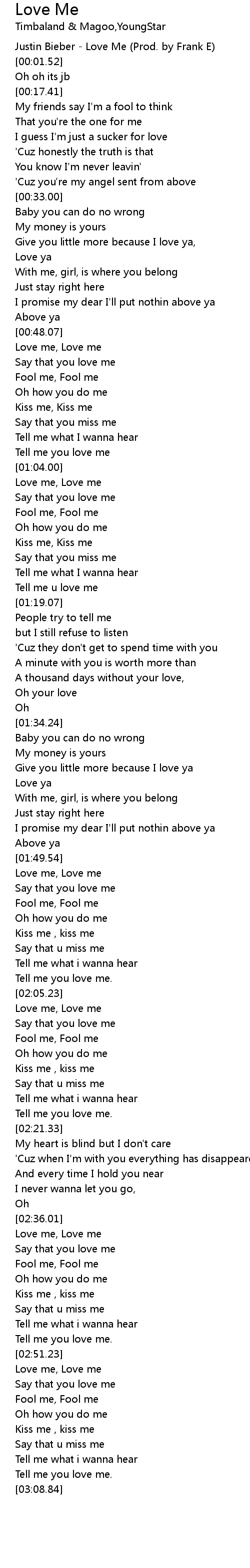 Love Me Lyrics Follow Lyrics