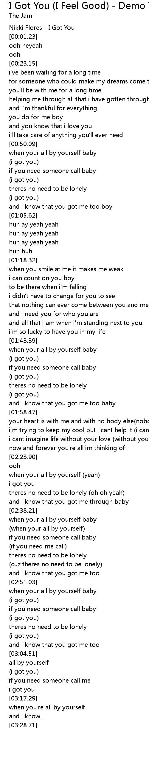 I Got You I Feel Good Demo Version Lyrics Follow Lyrics