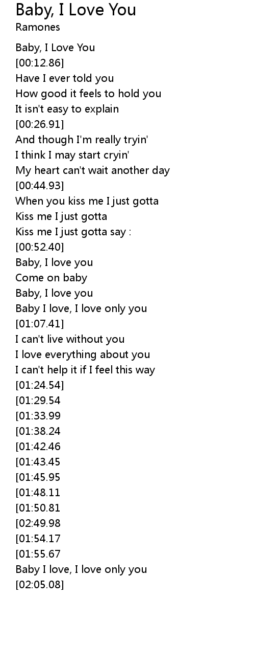 Baby I Love You Lyrics Follow Lyrics