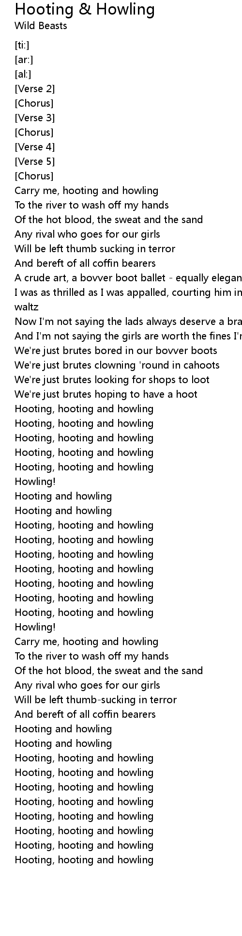 Hooting Howling Lyrics Follow Lyrics