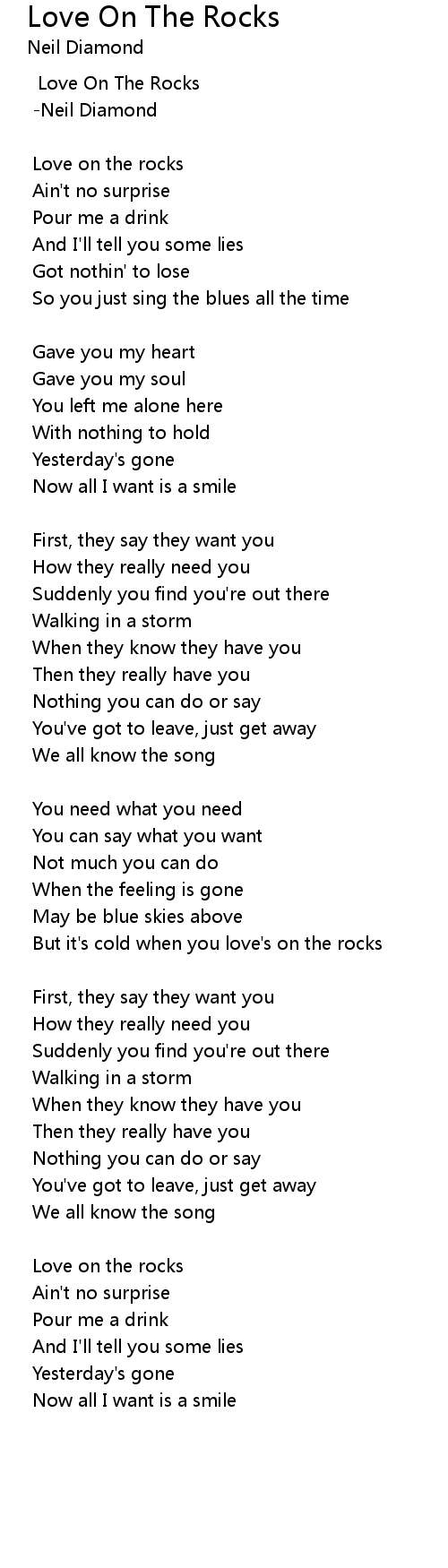 Love On The Rocks Lyrics Follow Lyrics