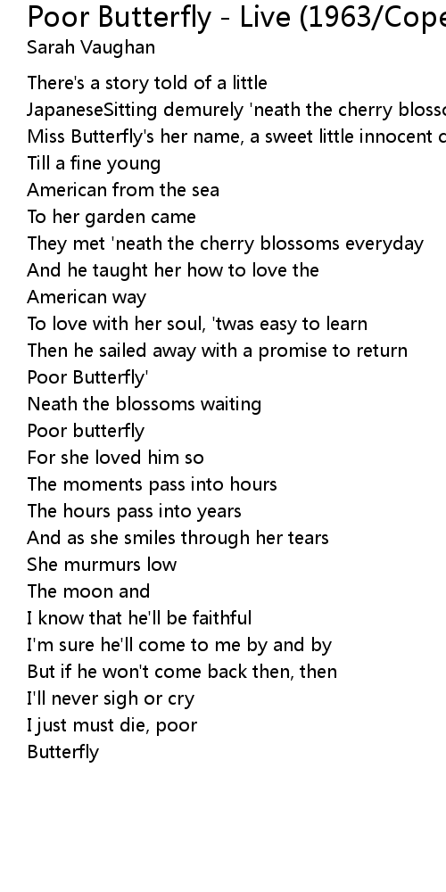 Poor Butterfly - Live (1963/Copenhagen) Lyrics - Follow Lyrics