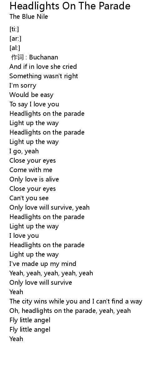 Headlights On The Parade Lyrics Follow Lyrics