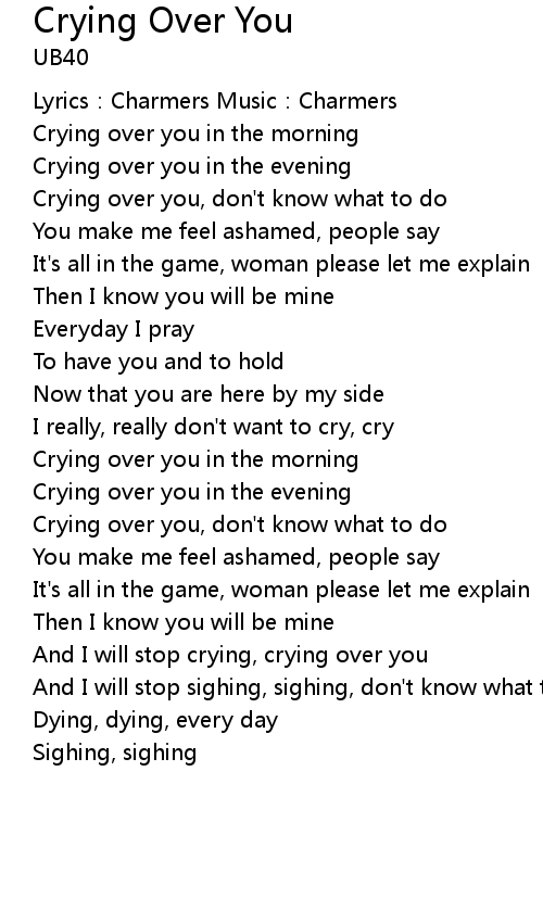 Crying Over You Lyrics Follow Lyrics