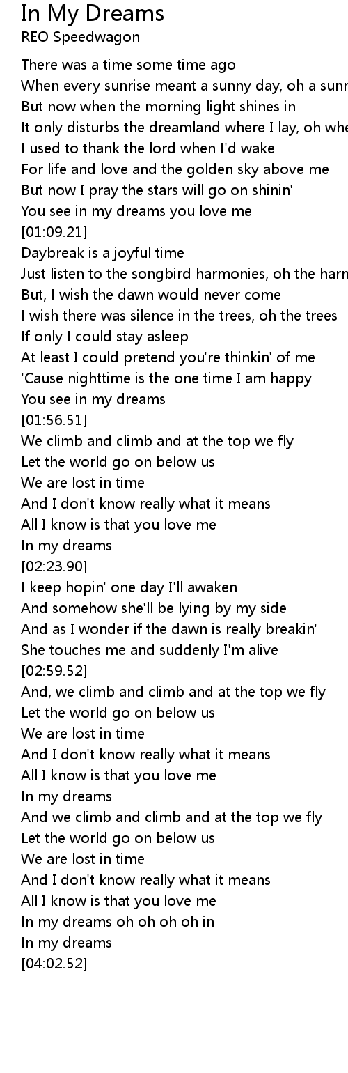 In My Dreams Lyrics Follow Lyrics