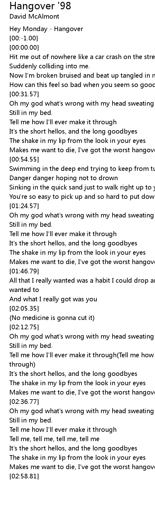 Hangover 98 Lyrics Follow Lyrics