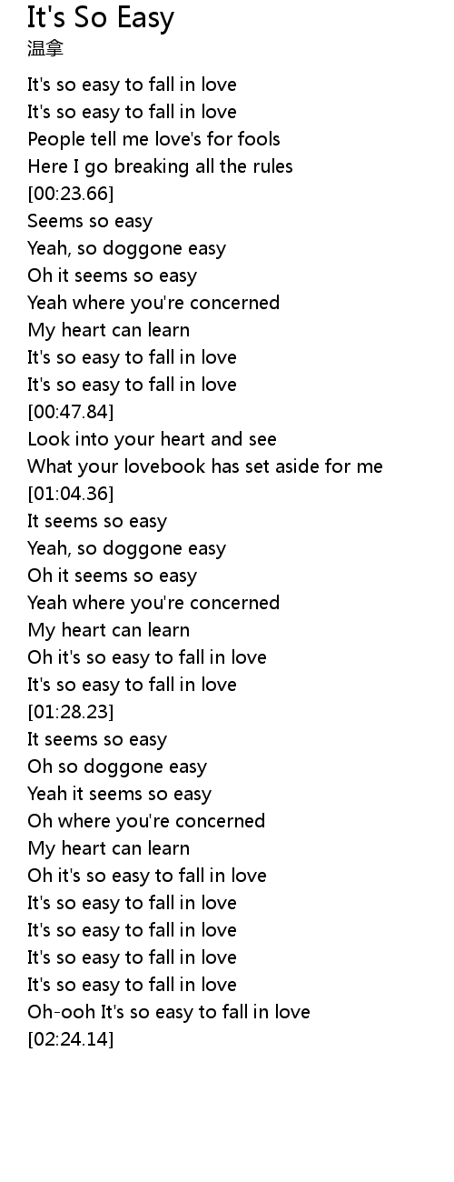 It's So Easy Lyrics Follow Lyrics