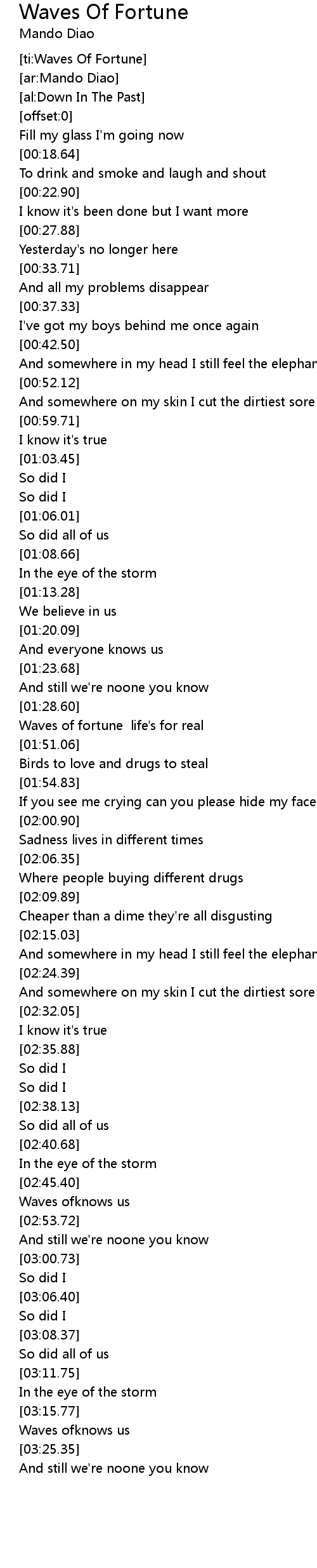 Waves Of Fortune Lyrics Follow Lyrics