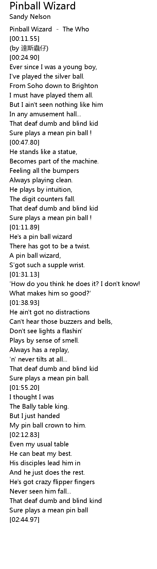 The Who - Pinball Wizard (Lyrics) 