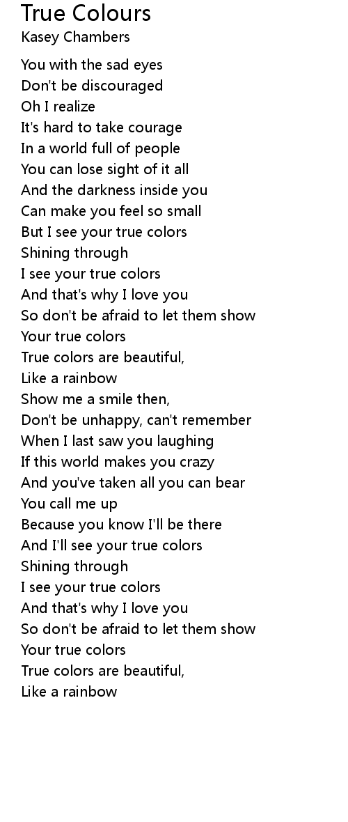 True Colours Lyrics - Follow Lyrics