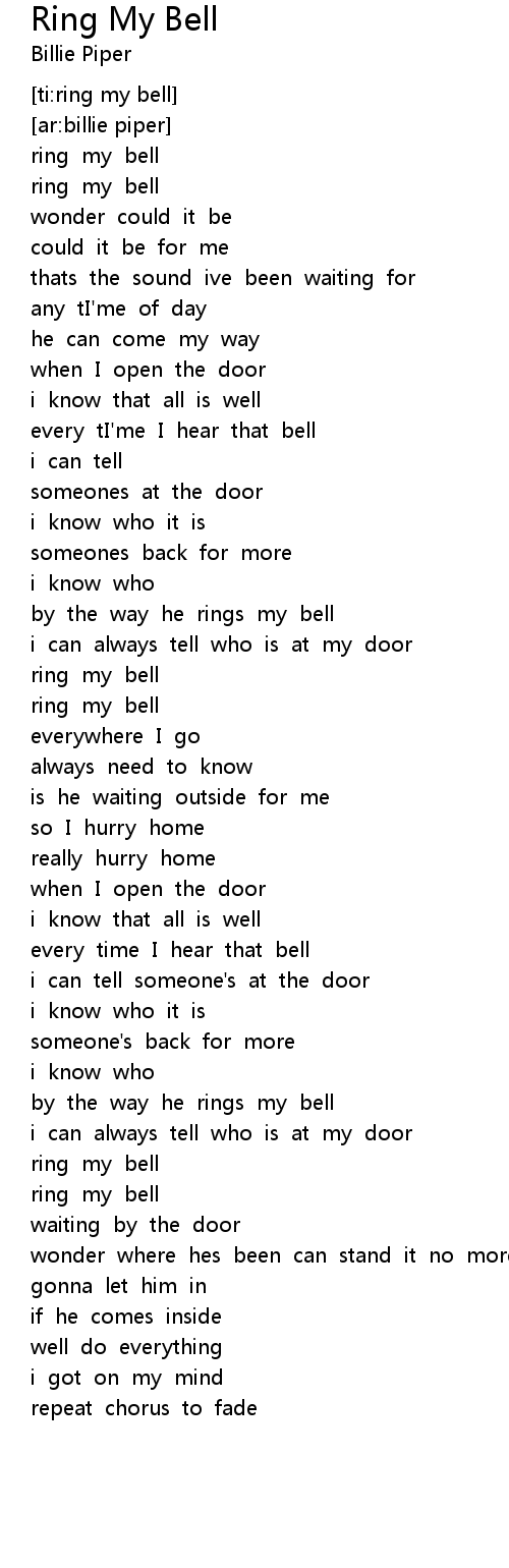 Ring My Bell Lyrics - Follow Lyrics