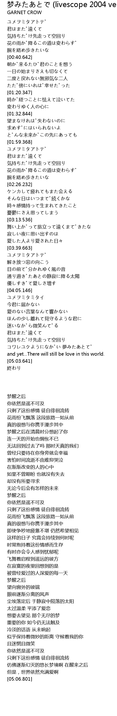 梦みたあとで Livescope 04 Ver Meng Livescope 04 Ver Lyrics Follow Lyrics