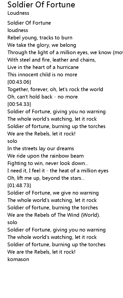 Soldier of fortune lyrics