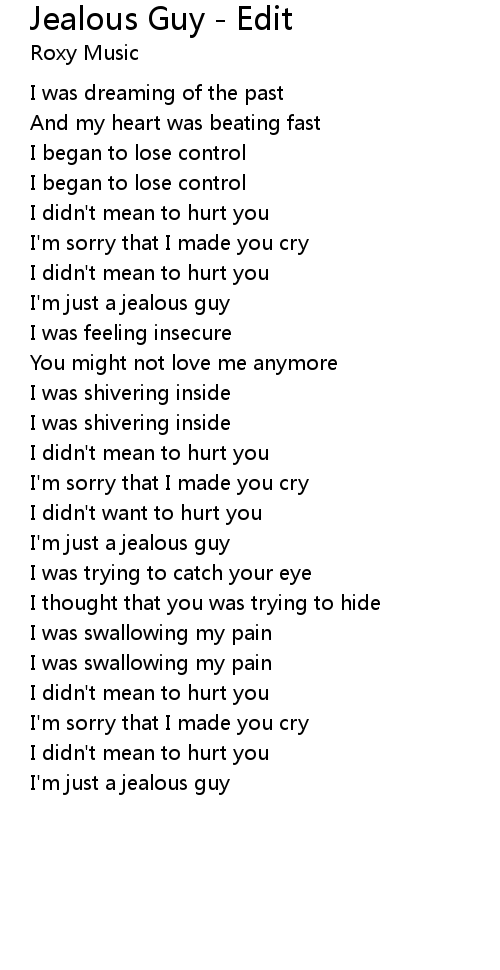 Jealous Guy Edit Lyrics Follow Lyrics