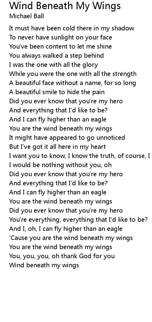 beneath the wings of an angel lyrics