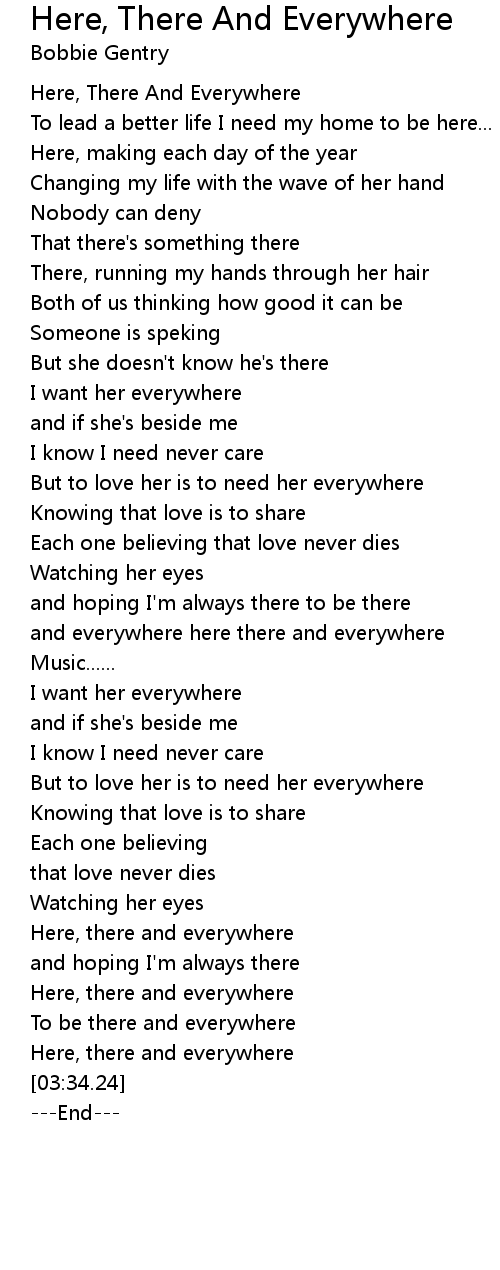 Here There And Everywhere Lyrics Follow Lyrics