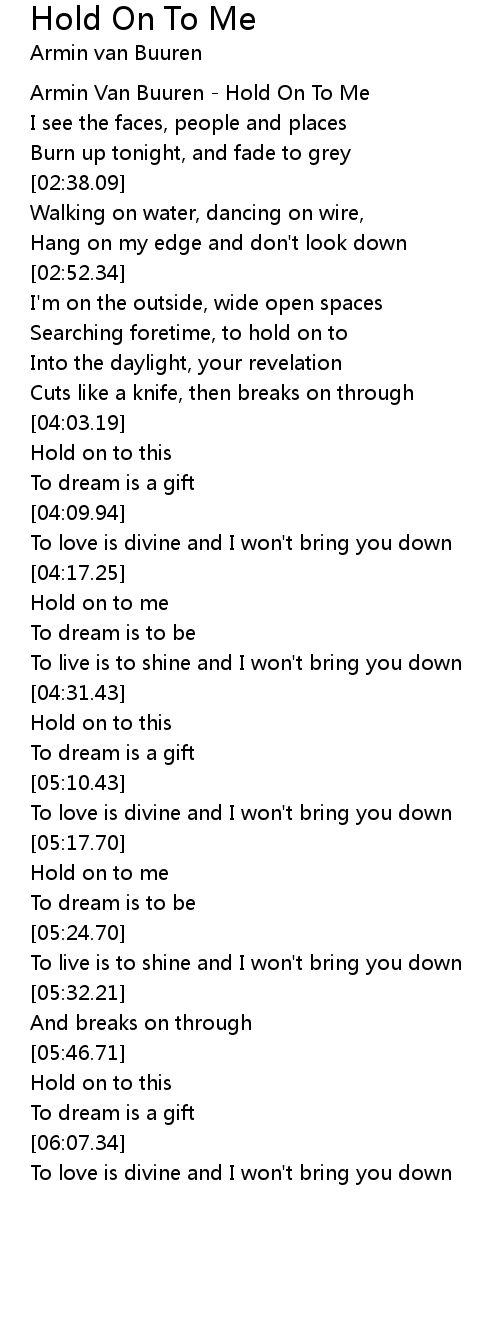 Hold On To Me Lyrics Follow Lyrics