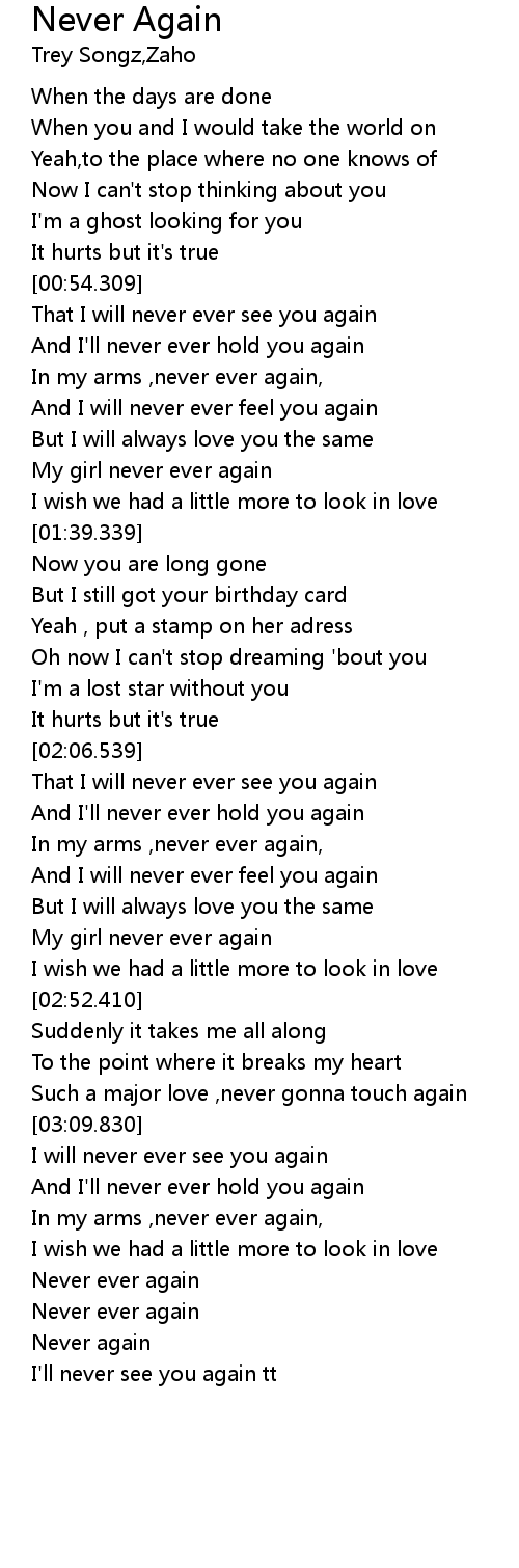 Never Again Lyrics Follow Lyrics