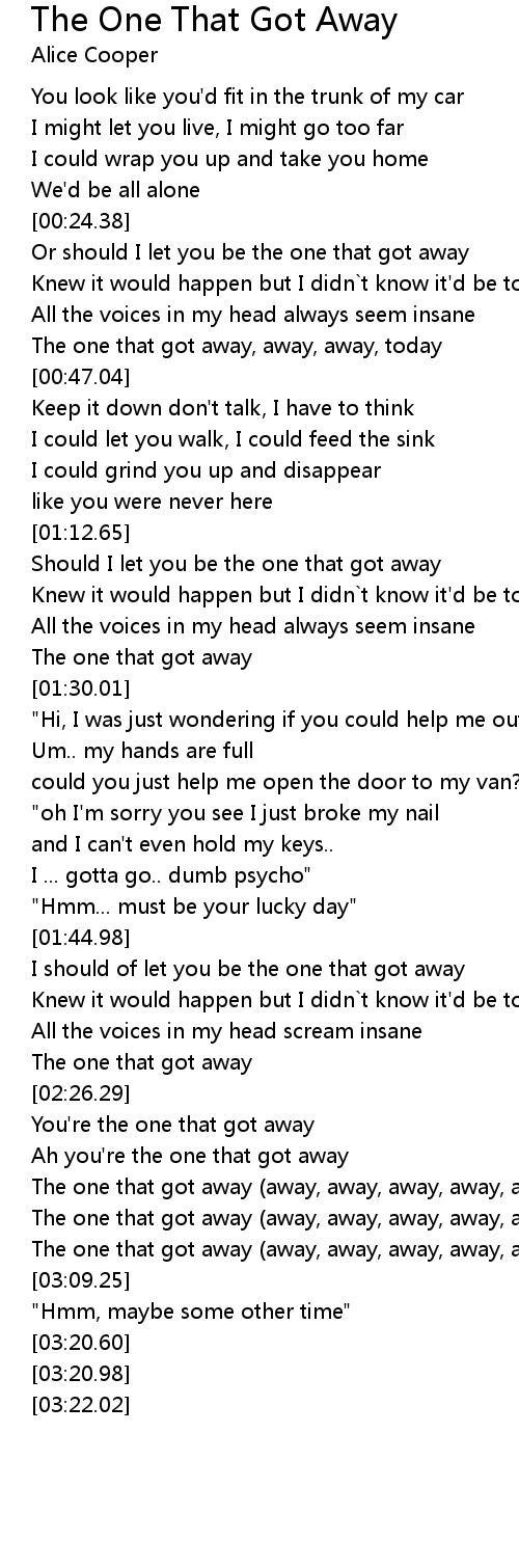 The One That Got Away Lyrics Follow Lyrics