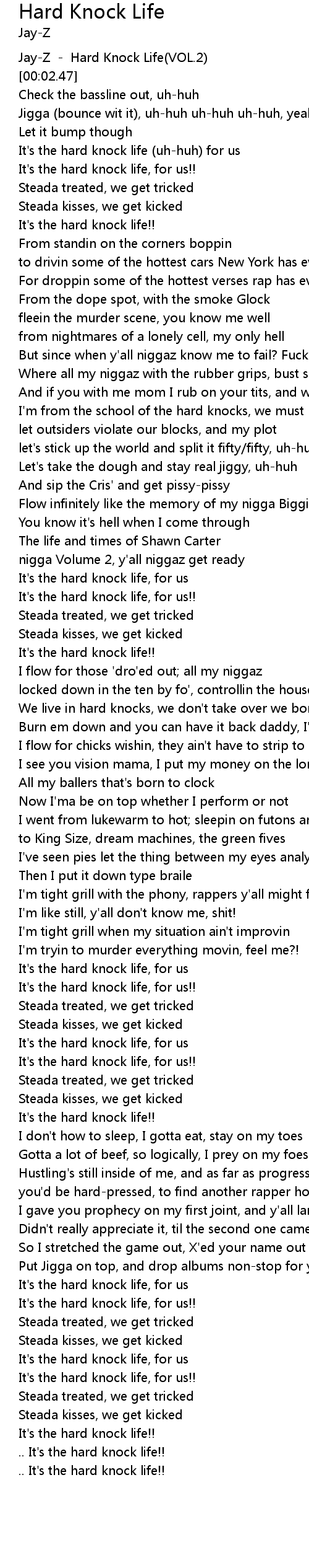 Hard Knock Life Lyrics Follow Lyrics