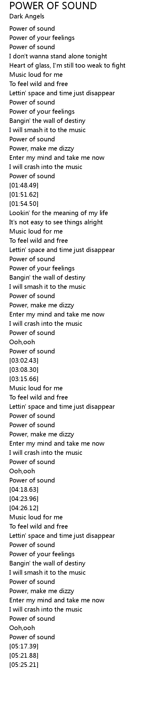 Power Of Sound Lyrics Follow Lyrics