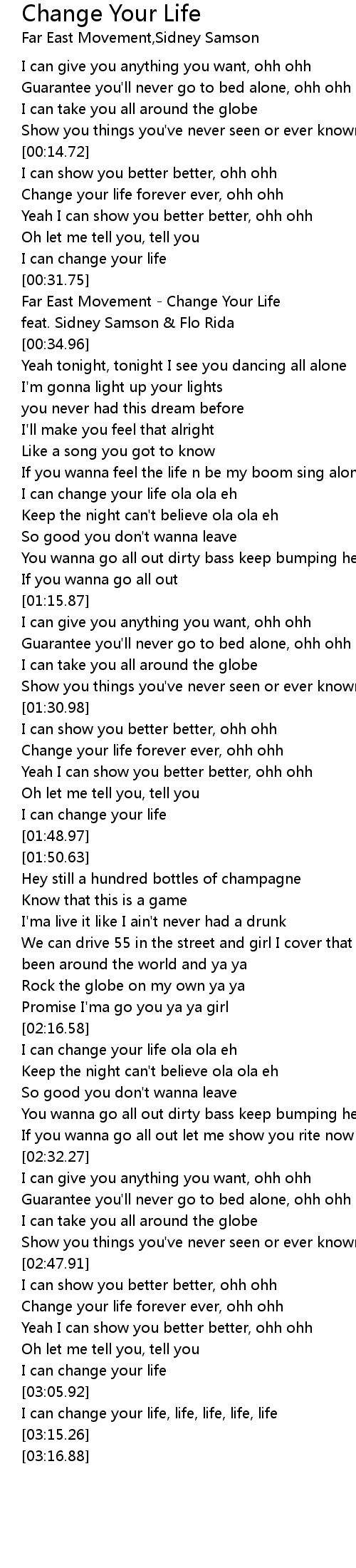 Change Your Life Lyrics Follow Lyrics