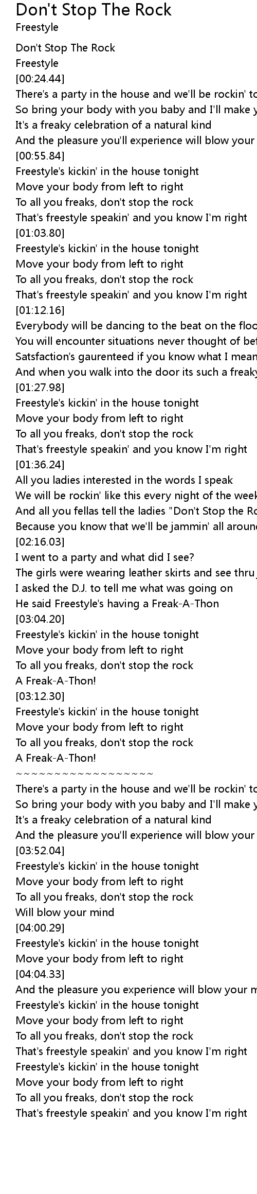 Don T Stop The Rock Lyrics Follow Lyrics