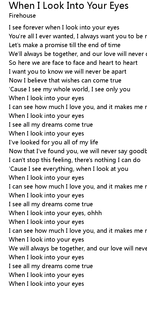 When I Look Into Your Eyes Lyrics Follow Lyrics