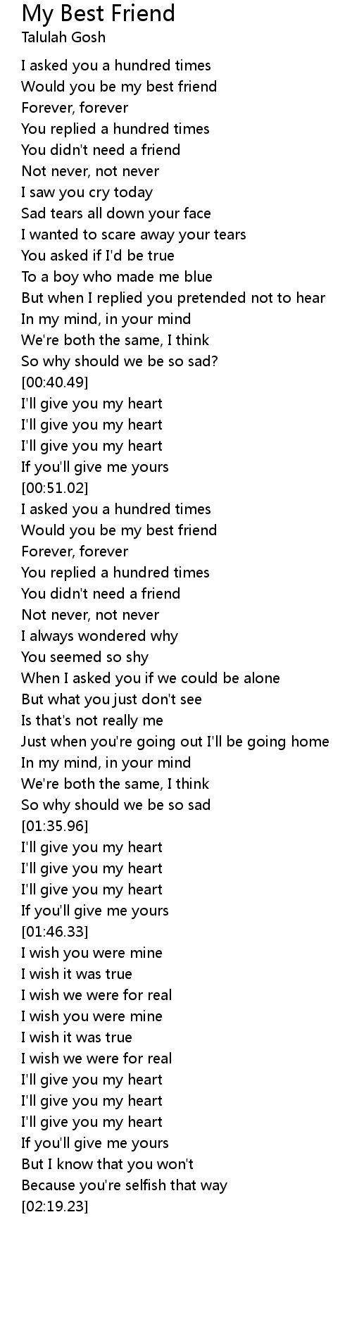 My Best Friend Lyrics Follow Lyrics