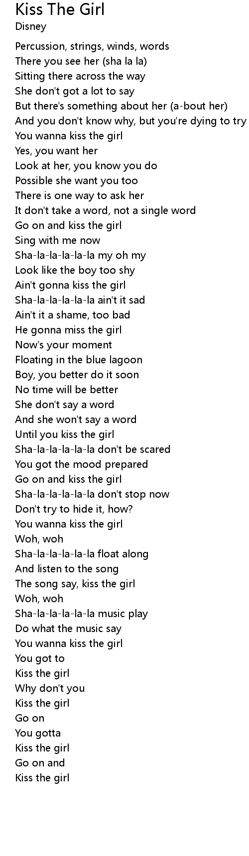 Kiss The Girl Lyrics Follow Lyrics