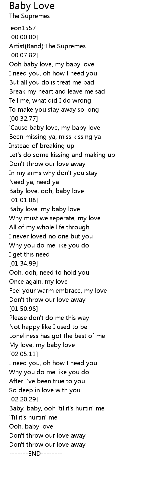 Baby Love Lyrics Follow Lyrics