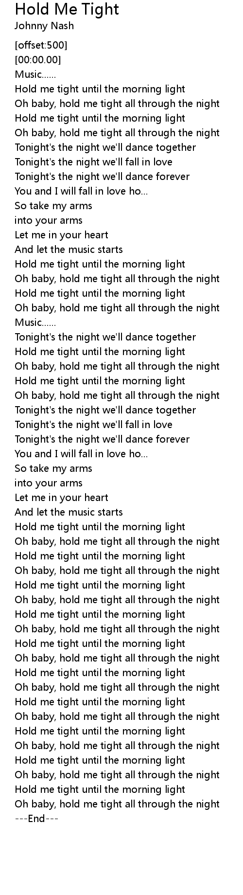 Hold Me Tight Lyrics Follow Lyrics