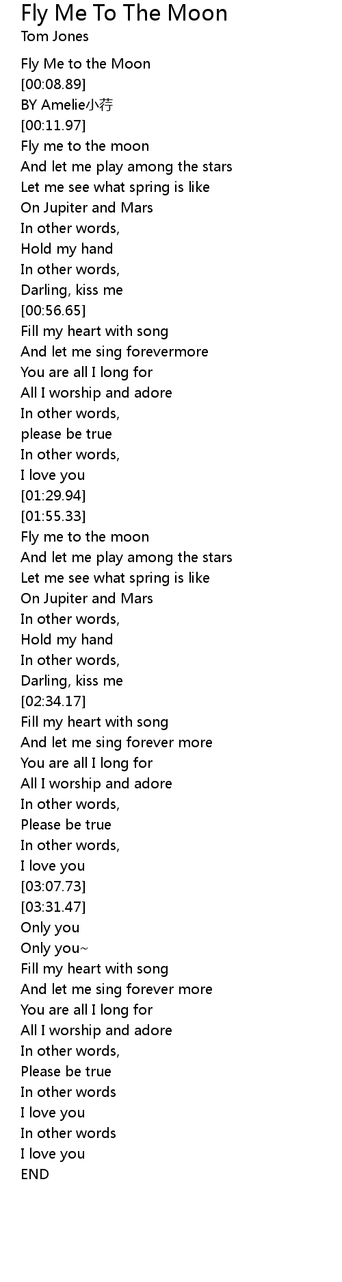 Fly Me To The Moon Lyrics Follow Lyrics