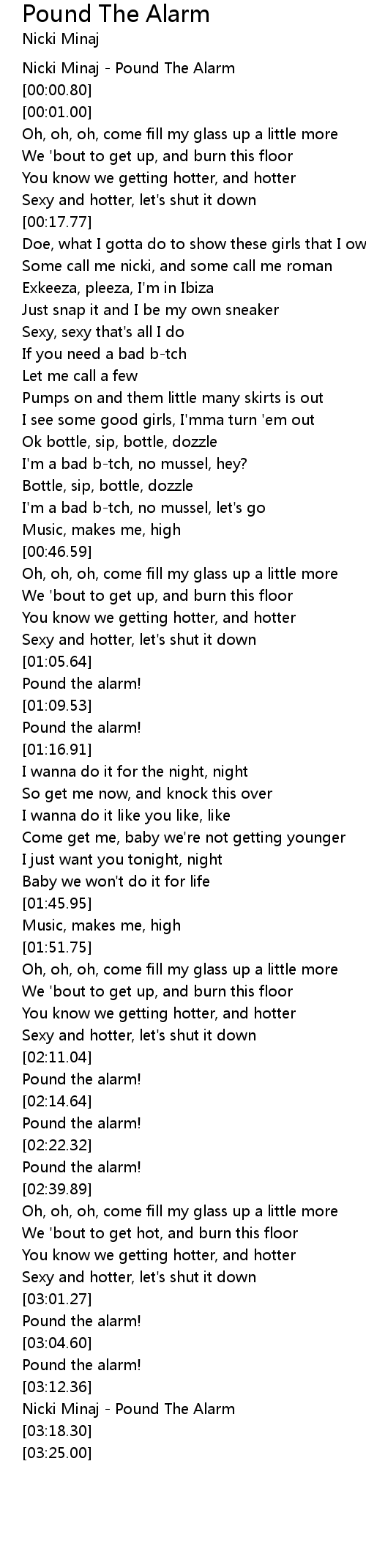 Pound The Alarm Lyrics Follow Lyrics