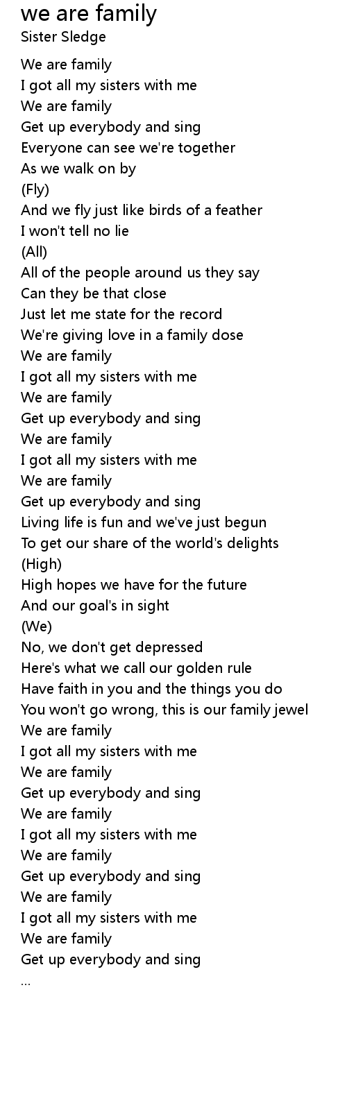 we are family Lyrics - Follow Lyrics