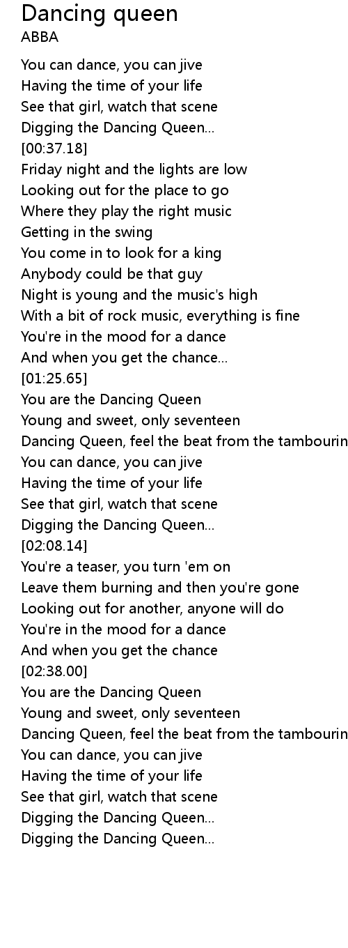 Dancing Mood Lyrics - dancing queen abba roblox id