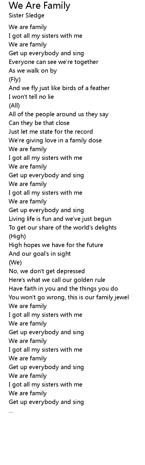 We are family lyrics follow lyrics