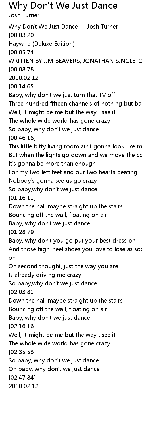 Why Don T We Just Dance Lyrics Follow Lyrics