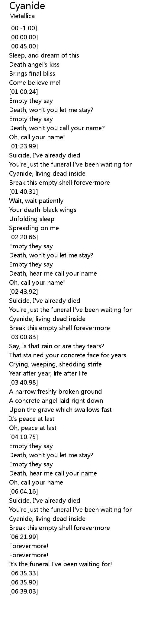 Cyanide Lyrics Follow Lyrics