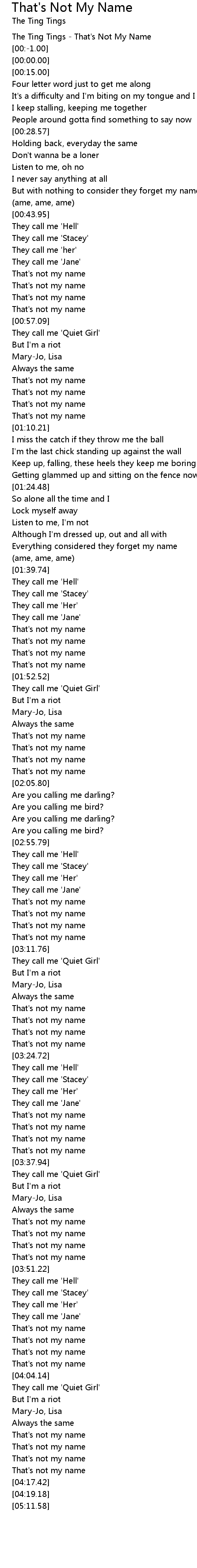 That S Not My Name Lyrics Follow Lyrics