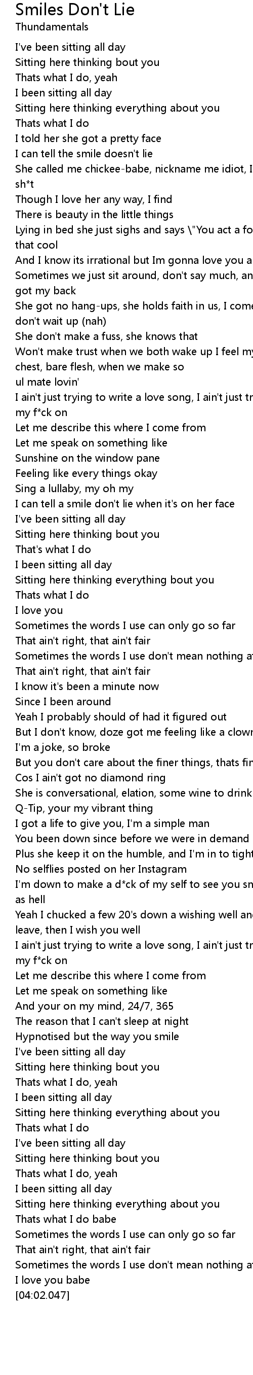 Smiles Don T Lie Lyrics Follow Lyrics