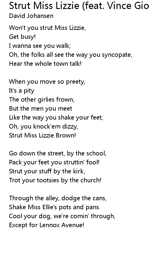 Strut Miss Lizzie Feat Vince Giordano The Nighthawks Lyrics Follow Lyrics