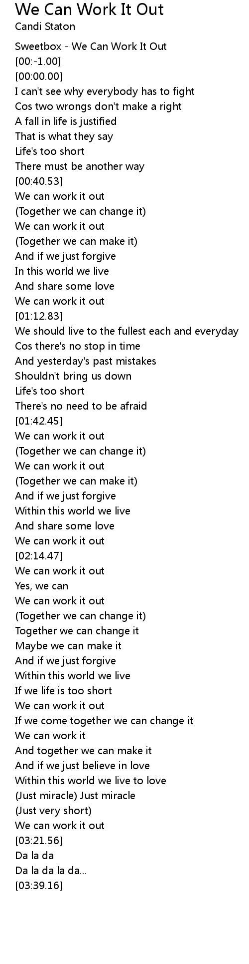 We Can Work It Out Lyrics Follow Lyrics